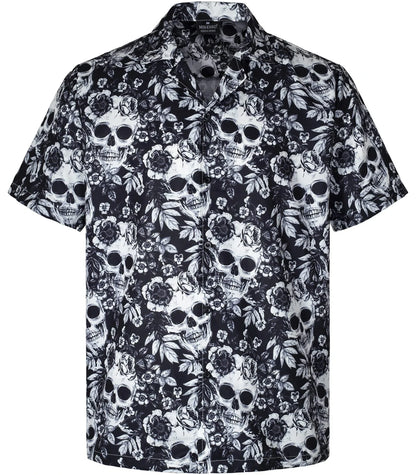 Vibrant 3D print short sleeve Hawaiian shirt in tropical floral design for men