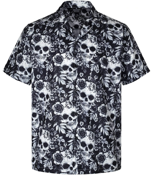 Vibrant 3D print short sleeve Hawaiian shirt in tropical floral design for men