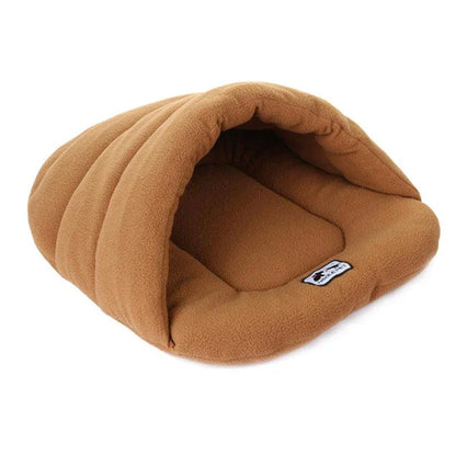 Cosy and comfortable fleece pet bed with plush cushion in a range of soothing colours