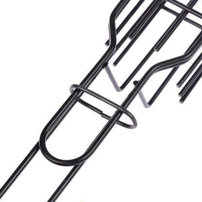 Portable nonstick BBQ grilling basket made of durable steel wire and wood, perfect for outdoor cooking and grilling