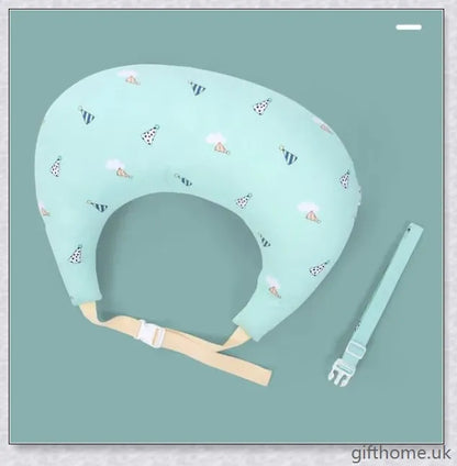 Premium breastfeeding nursing pillow with adjustable buckle, soft cotton fabric, and extra cushioning to support baby's head and prevent reflux.