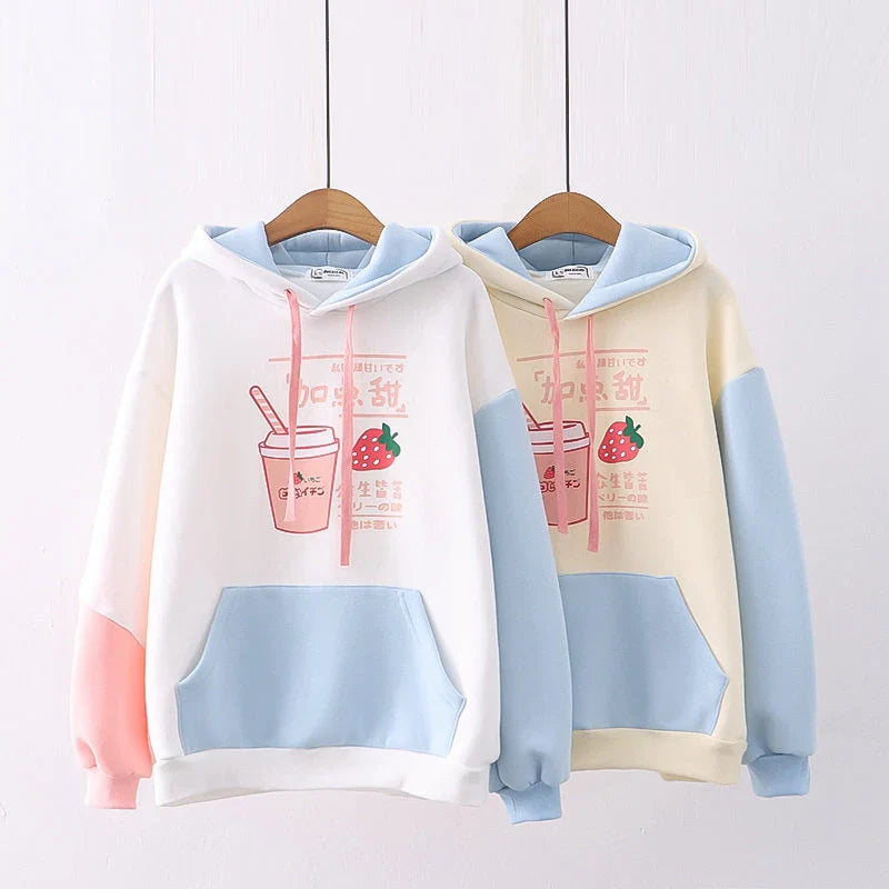 Premium Luxury Hooded Velvet Jumper for Students in White or Beige Velvet