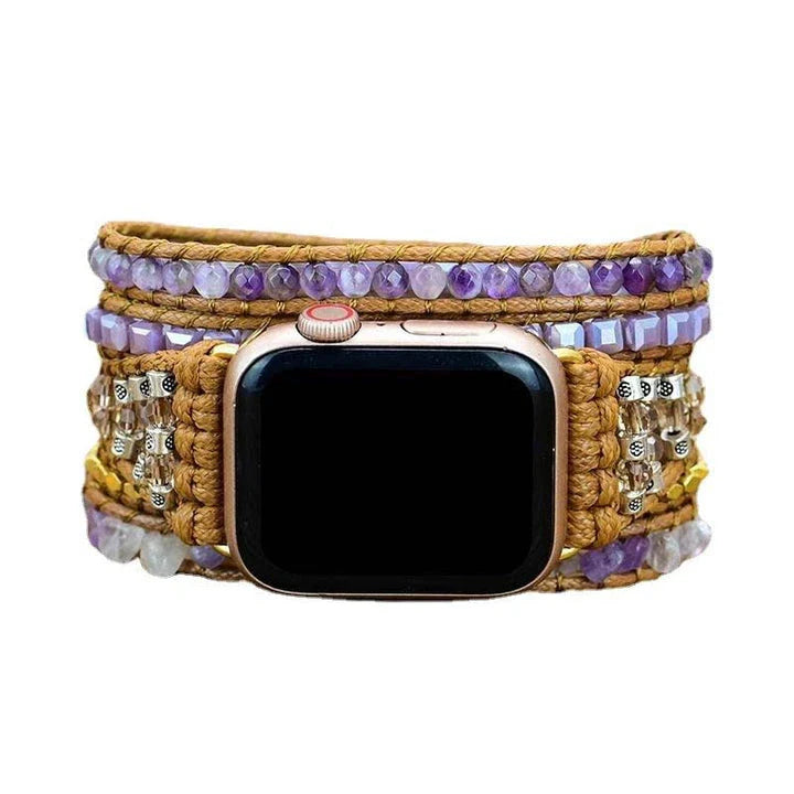 Handcrafted crystal bead watch strap in a bohemian-inspired design