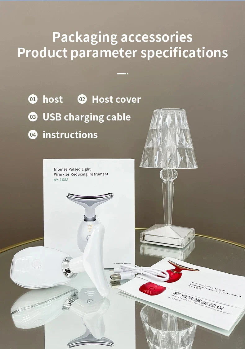 Premium skin tightening and facial massager with LED photon therapy to reduce wrinkles, tighten skin, and improve overall skin health
