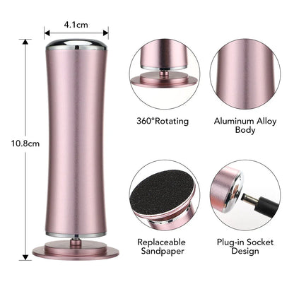 Rechargeable electric foot file pedicure machine with adjustable speed and replaceable sanding papers for efficient callus removal and salon-quality foot care at home