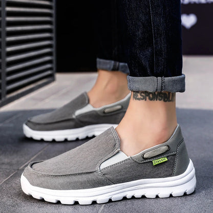 Premium denim canvas casual trainers with extra-wide fit and flexible, lightweight construction