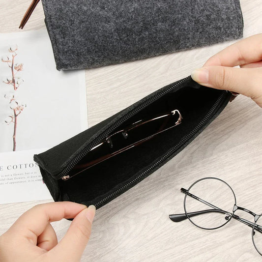 Premium wool felt spectacles case in various colours, designed to protect and store eyewear safely and stylishly.