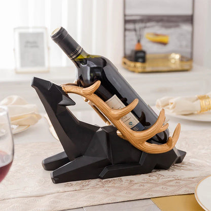 Elegant Nordic-style wine rack with deer decoration, made of high-quality resin for a sleek and durable design