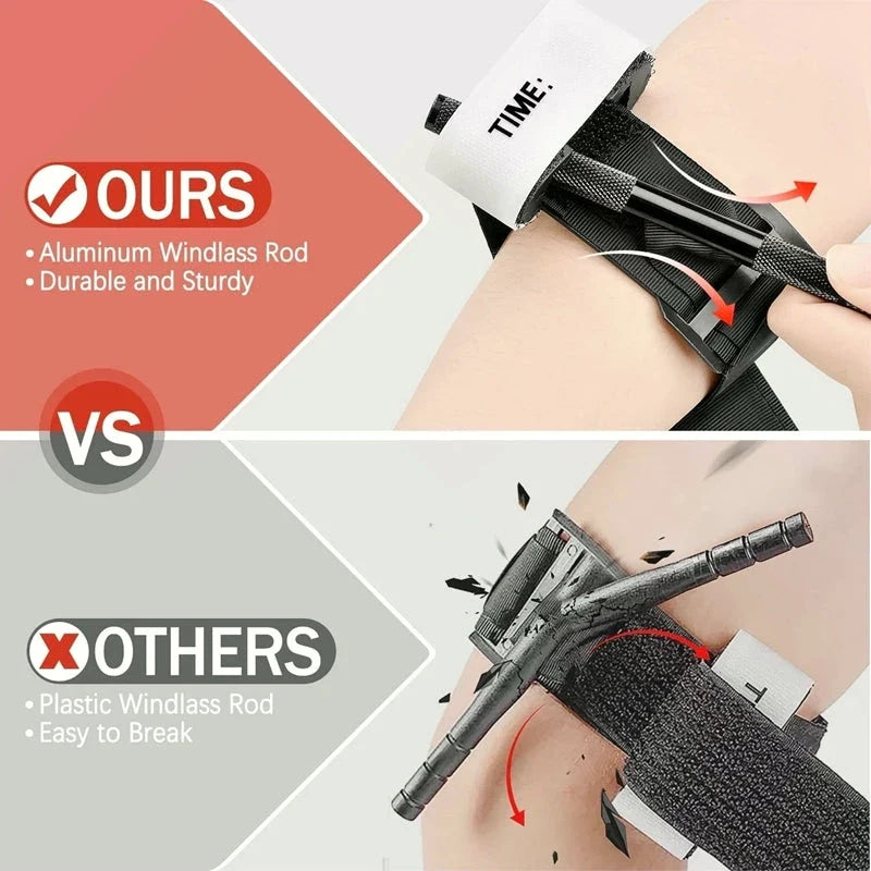 Durable aluminium tactical tourniquet with nylon webbing designed for emergency response and outdoor safety