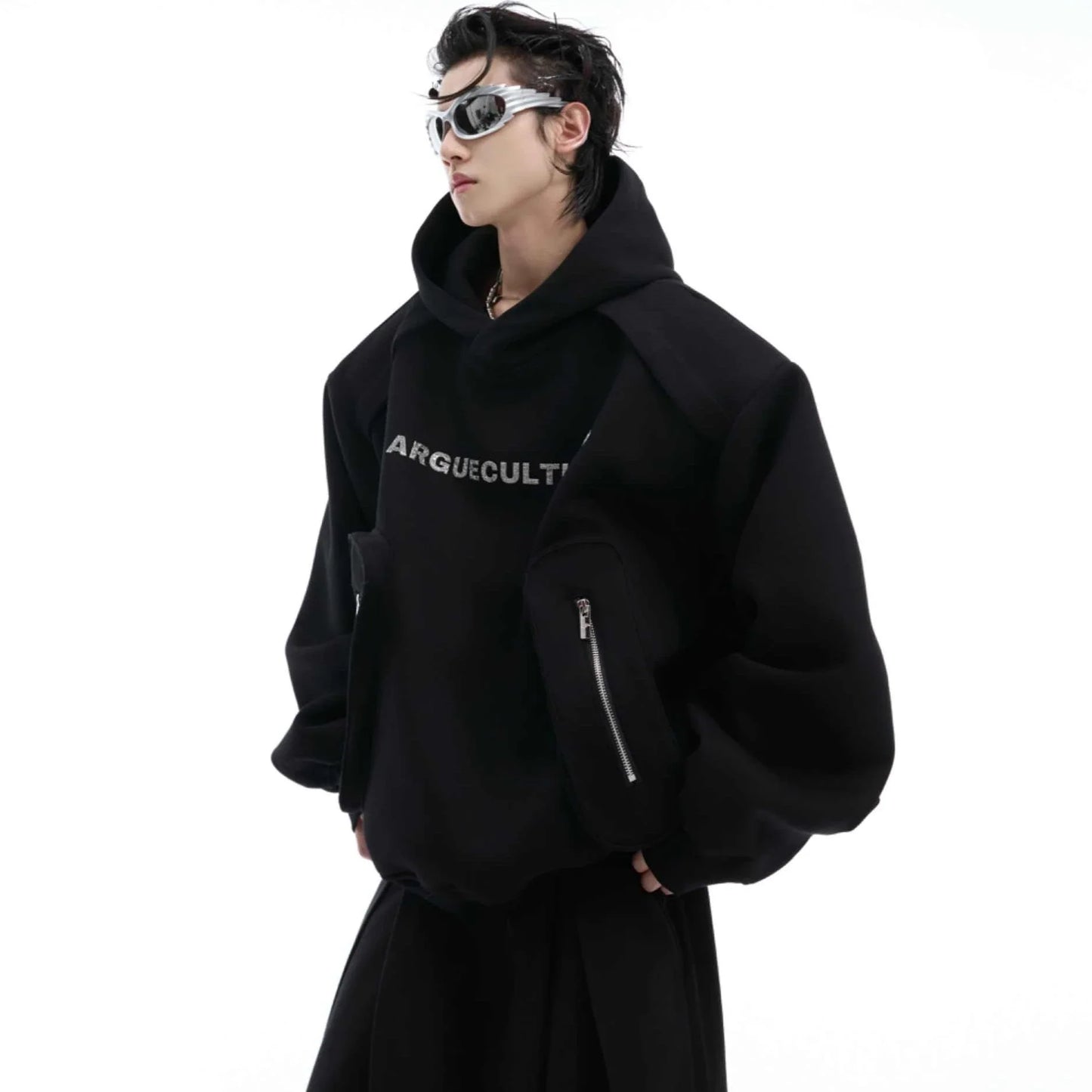 Pocket Heavy Hooded Sweater for Men, featuring a premium cotton-polyester blend, roomy front pockets, and a generous hood for added warmth and coverage.