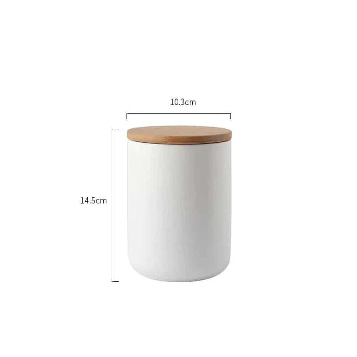 Elegant ceramic storage jars with airtight lids, available in small, medium, and large sizes for versatile kitchen organisation.