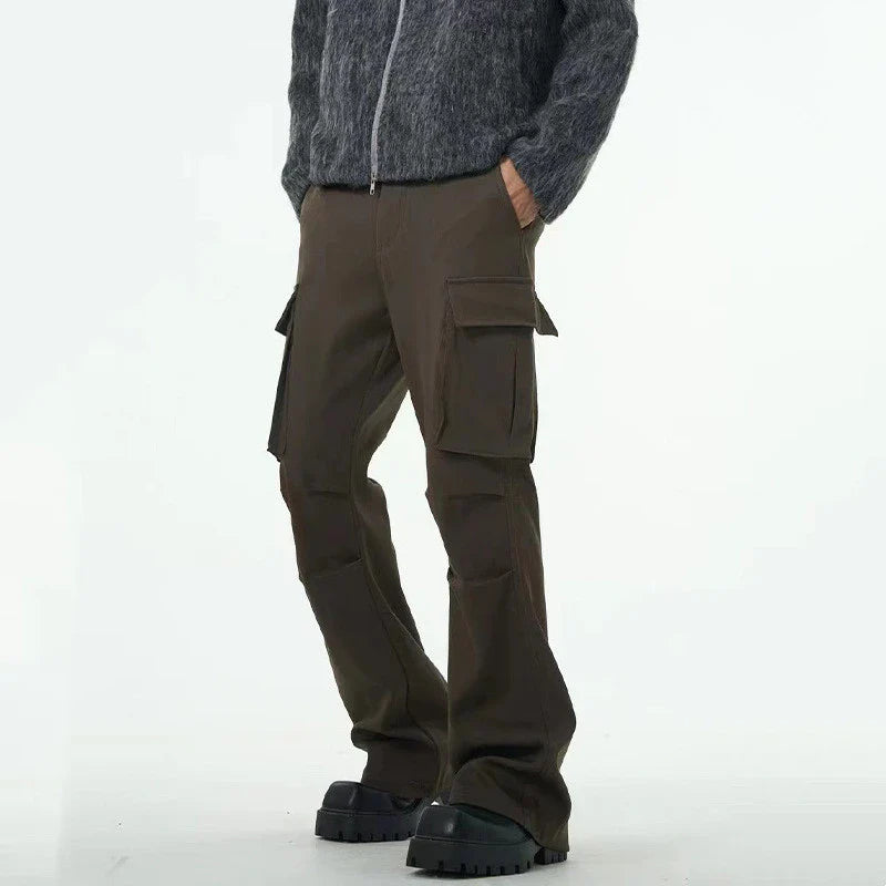Premium British-made retro-style overalls with multiple pockets in a brown colour