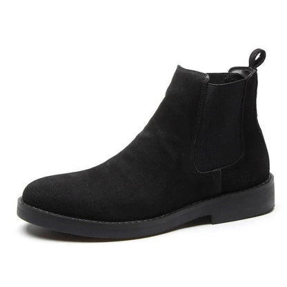 Stylish British-crafted Martin boots with a microfibre upper, pointed toe, and rubber sole for superior comfort and stability.