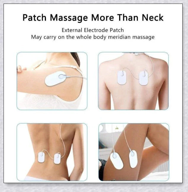 A wireless neck massager with an adjustable design for targeted neck pain relief and muscle relaxation.