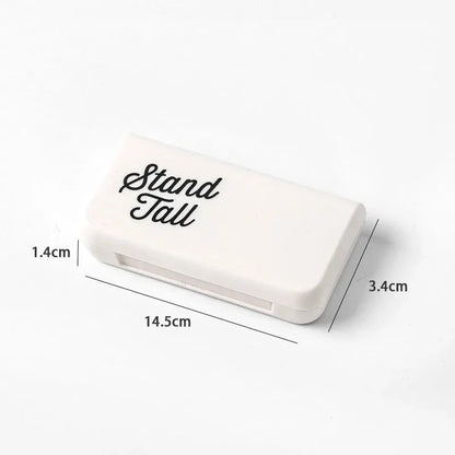 Compact and stylish 3-compartment pill organiser for travelling, made from durable, eco-friendly plastic
