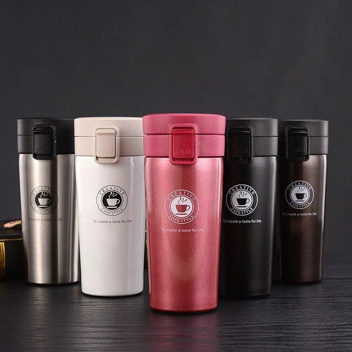 Premium Nordic-inspired stainless steel thermos flask with deer print design, perfect for keeping drinks hot or cold for up to 12 hours