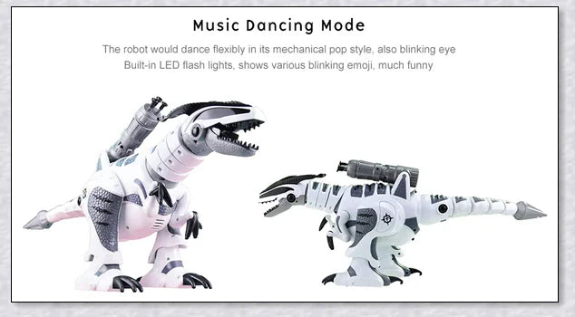 Intelligent interactive remote control robot dinosaur toy for children, with advanced features like touch-sensitive responsiveness, sucker bullet ejection, and 50 unique actions.