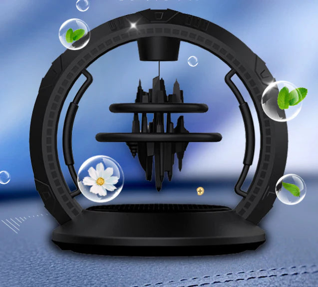 Sophisticated solar-powered car fragrance diffuser with natural plant-based aromatherapy technology