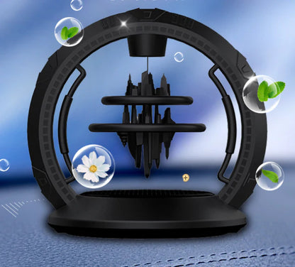 Sophisticated solar-powered car fragrance diffuser with natural plant-based aromatherapy technology