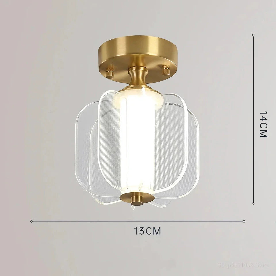 Elegant copper LED ceiling light with customisable light settings for living room, porch, and balcony