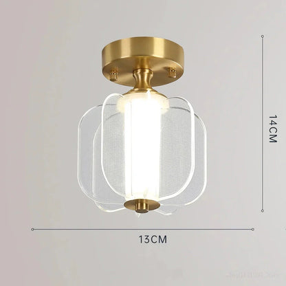 Elegant copper LED ceiling light with customisable light settings for living room, porch, and balcony