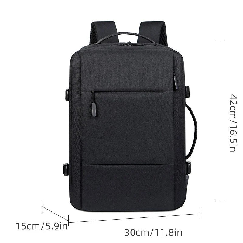 Premium Expandable Travel Backpack with USB Charging Port and Waterproof Oxford Fabric