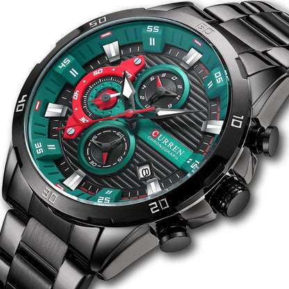 Premium stainless steel quartz watch with multi-hand design, durable construction, and sleek appearance