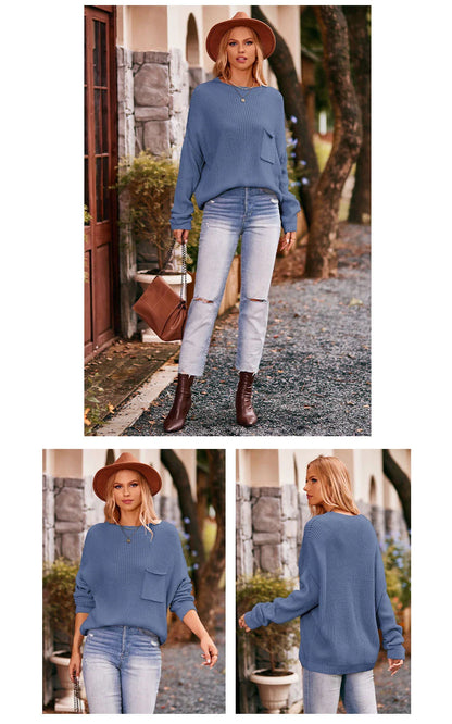 Stylish dolman sleeve jumper with front pocket, available in a range of classic and on-trend colours for women