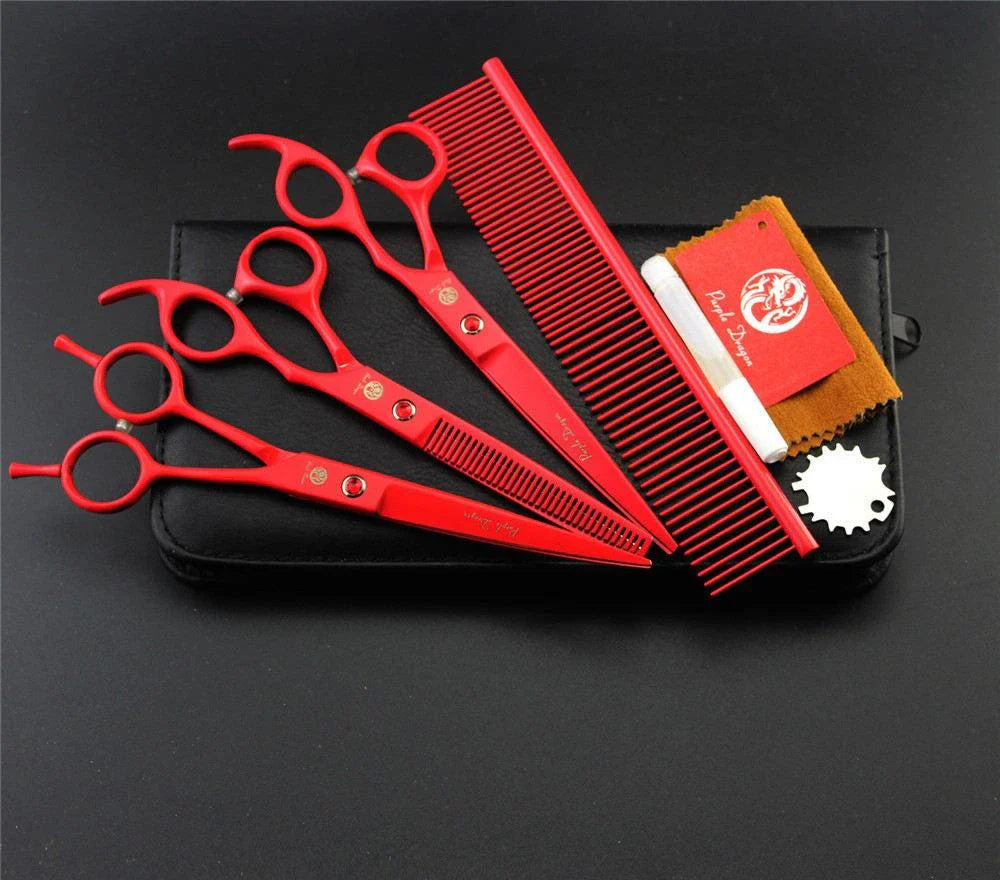 Premium Stainless Steel Pet Grooming Tools Set with Precision-Ground Scissors, Ergonomic Handles, and Comprehensive Accessories
