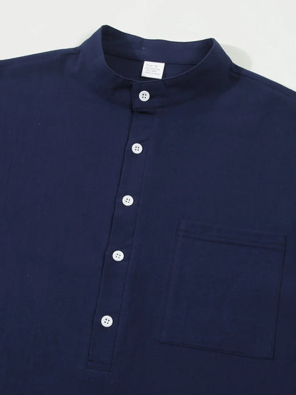 Men's premium British cotton and linen long sleeve shirt in a range of classic colours and sizes