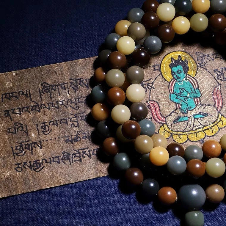 Handcrafted Bodhi Seed Buddhist Prayer Beads with 108 natural root beads in 8mm size
