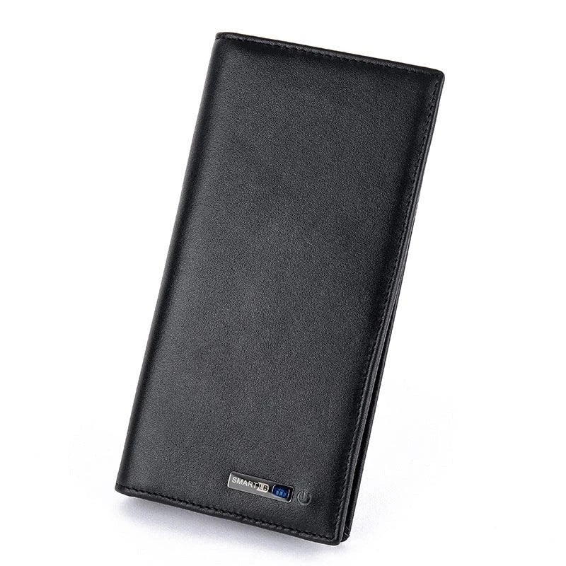 Premium large capacity anti-loss business leather clutch wallet in black colour
