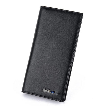 Premium large capacity anti-loss business leather clutch wallet in black colour