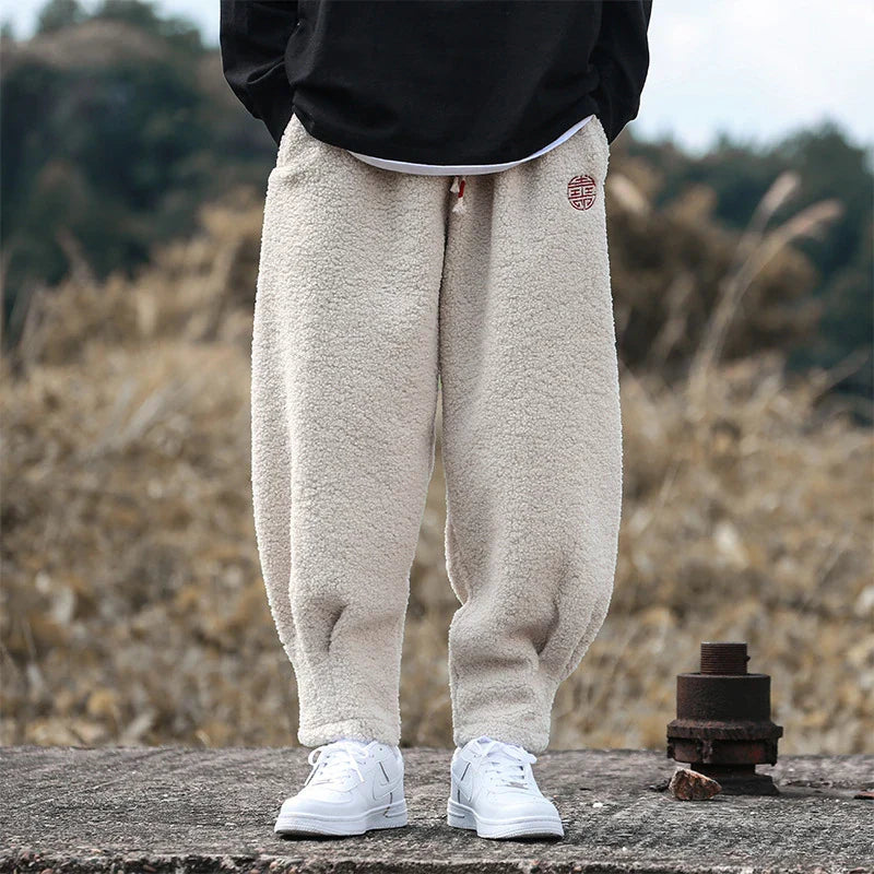 Men's Retro Style Loose Casual Trousers in a variety of colours, including milky white, brown, and black