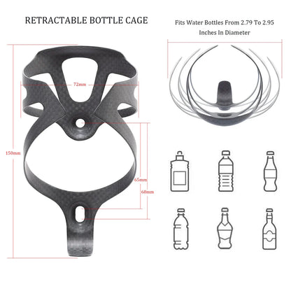 Carbon fibre bicycle water bottle cage with sleek matte black finish and secure design for cycling enthusiasts
