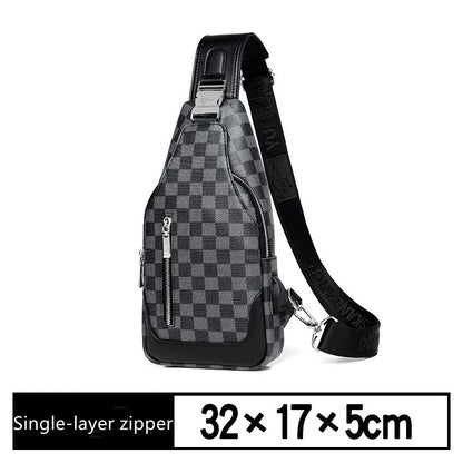 Premium one-shoulder messenger bag made of durable PU leather with secure zipper closure and adjustable strap for active lifestyles