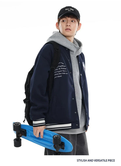American Retro Embroidered Baseball Jacket with Vintage-Inspired Design and Relaxed Fit