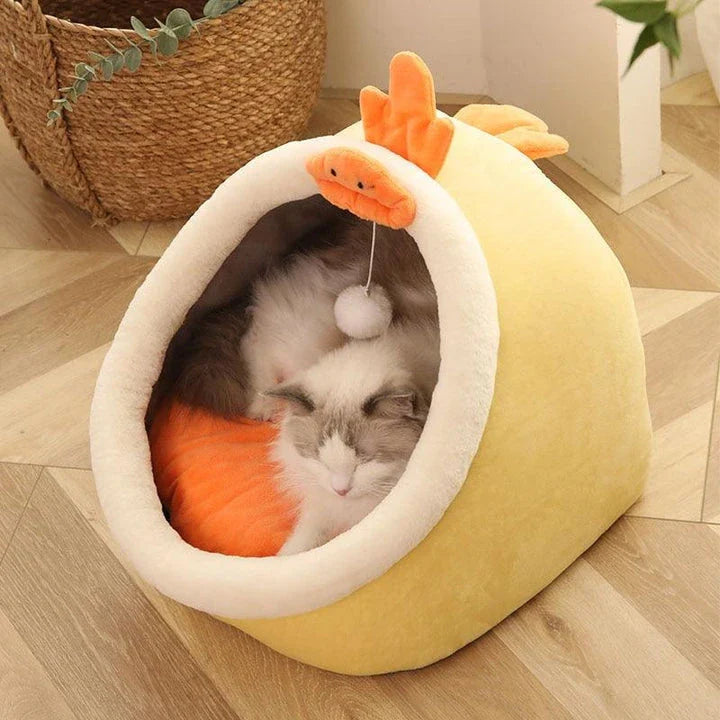 Cosy Feline Nest: Premium cotton cat bed with supportive foam cushions for ultimate comfort and relaxation
