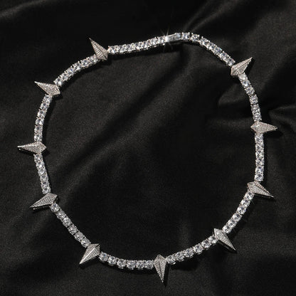 Premium men's copper necklace with zircon stones in a geometric design, available in various lengths and colours