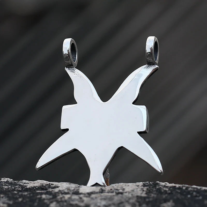 Sleek three-dimensional titanium steel pendant necklace in two chain length options