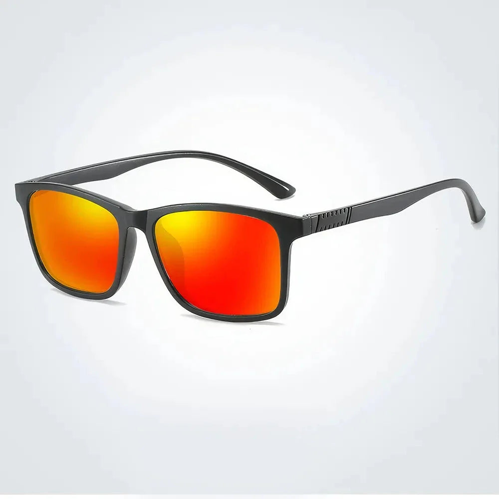 Classic Square Polarised Sunglasses with Plastic Titanium Frame and UV Protection