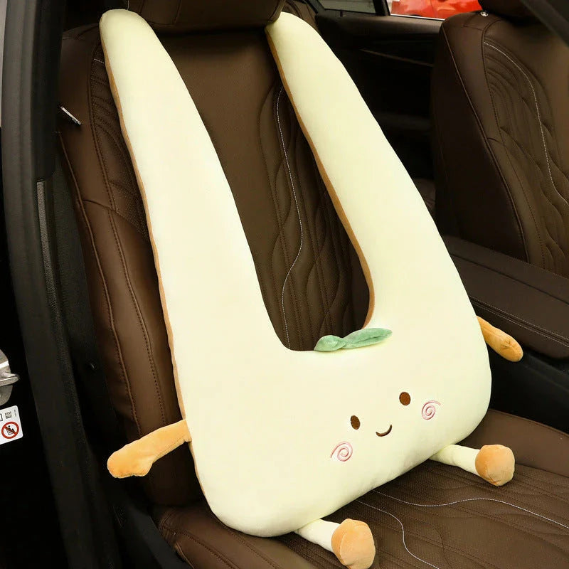 Cute animal print U-shaped travel pillow with soft, supportive design for children's comfort and relaxation during travel