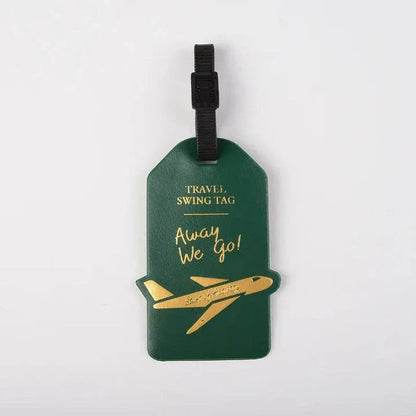 Premium PU leather luggage tag with elegant design and secure strap for UK travellers