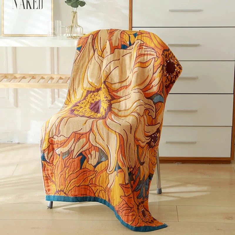 Luxuriously soft and quick-drying cartoon bath towel with 5-layer gauze cotton construction