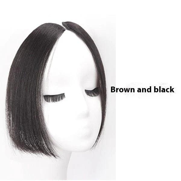 Stylish Princess Cut Wig with Bangs in various colours, including Brown Black, Natural Black, Dark Brown, and Light Brown.