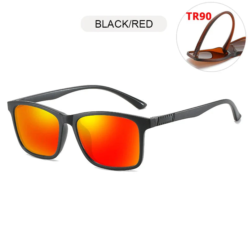 Classic Square Polarised Sunglasses with Plastic Titanium Frame and UV Protection
