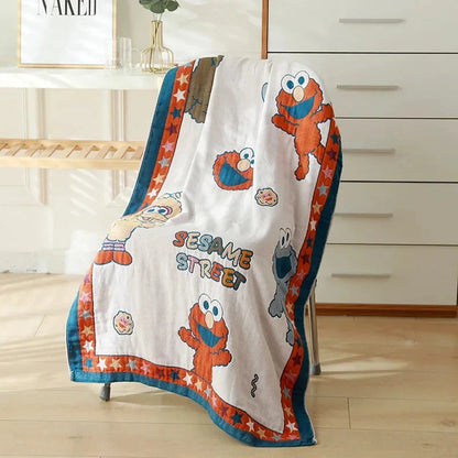 Luxuriously soft and quick-drying cartoon bath towel with 5-layer gauze cotton construction