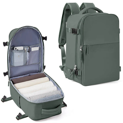 A durable and spacious travel backpack with multiple compartments and padded shoulder straps, suitable for British adventurers and commuters.
