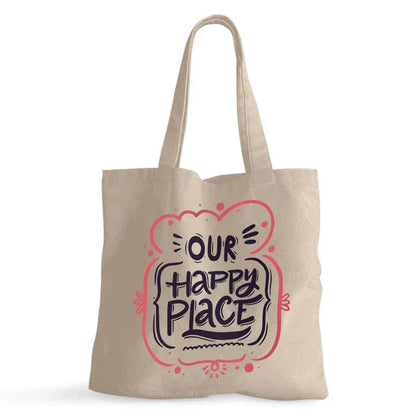 Charming small tote bag in black with stylish cotton handles, perfect for everyday use and carrying essential items.