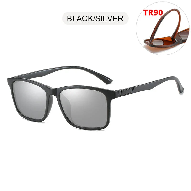 Classic Square Polarised Sunglasses with Plastic Titanium Frame and UV Protection